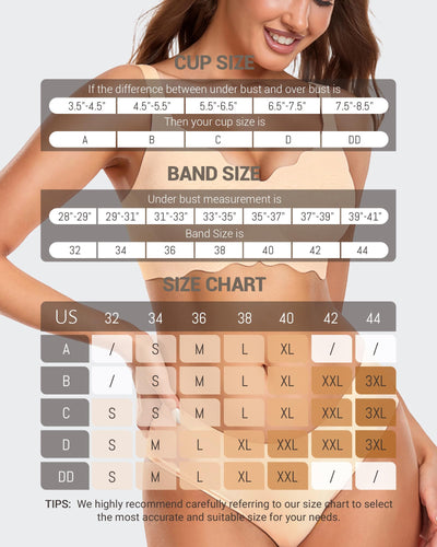 Gailife Scalloped Jelly Bras for Women No Underwire Wireless Seamless Push Up Bralettes Soft Comfort Everyday Tshirt Bra -ND,S Nude