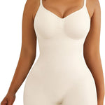SHAPERX Shapewear for Women Tummy Control Bodysuit Mid Thigh Body Shaper Shorts for a Lifted Look