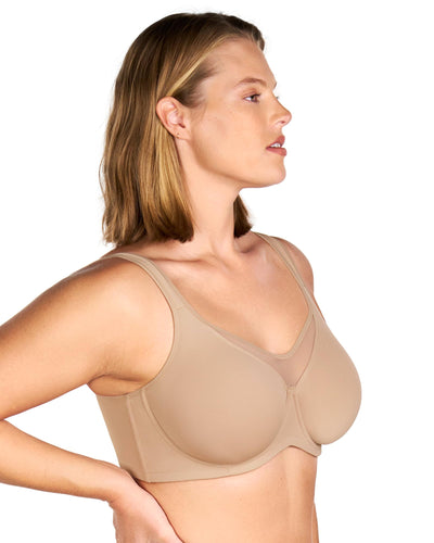 HSIA Minimizer Bras for Women Plus Size, Full Coverage Coolcomfort T Shirt Unlined Bra with Underwire for Heavy Breast, Taupe 38DDD