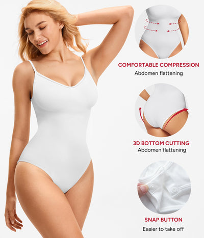 Nebility Bodysuits for Women Tummy Control Body Suits Seamless Shapewear V Neck Body Shaper