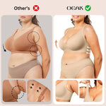 OEAK Womens Deep V Bras Wireless Comfortable Bra Supportive No Underwire Bras Tshirt Push Up Bralettes Plunge Seamless Bra Semolina L