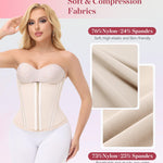 SHAPSHE Waist Trainer for Women Tummy Control Workout Sports Girdle Body Shaper with Zipper Hooks Beige XS