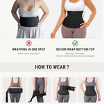 FeelinGirl Waist Trainer for Women Trimmer Belt Waist Cincher Tummy Wrap Plus Size Body Shaper (One Size, Black)
