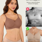 Popilush Tshirt Bras for Women No Underwire Supportive Mesh Bra Seamless Push Up Full Coverage Everyday Bralettes Brown