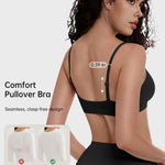 OEAK Womens Comfortable Bras No Underwire Cami Bra Seamless Unlined Bralettes Scoop Neck Unpadded Everyday Sports Tshirt Bra Black,S