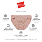 Hanes Women's Panties Pack, 100% Cotton Underwear, Moisture-Wicking Underwear, Ultra-Soft and Breathable, Tagless Multipack