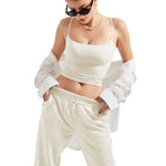 SUUKSESS Women Summer Y2K Going Out Crop Tops Sexy Square Neck Tank Top Casual Sleeveless Basic Camisole Shirts (White, S)