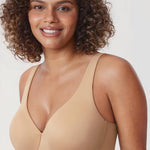 DELIMIRA Minimizer Bras for Women Full Coverage Plus Size Underwire Unlined Supportive Seamless Bra Warm Beige 38DD