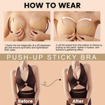 TEAWOO 4-Pack Cleavage Bra, Push Up Sticky Bra Set – Strapless Backless Invisible Adhesive Bras for Women D Cup Black/Nude