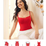 Nebility Shapewear Bodysuits for Women Tummy Control Body Shaper Seamless Waist Trainer Lace Body Suit (Red, Large)