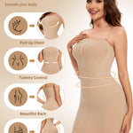 SLIMBELLE Women’s Strapless Shapewear Slip Tummy Control Dress Slip Seamless Full Body Shaper for Under Dresses NUDE S