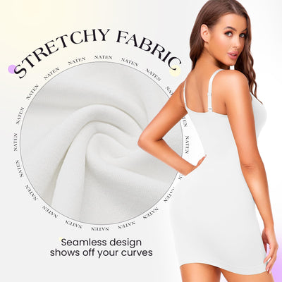 NaTen Women Dress Slips Body Shaper Full Slip Shapewear Tummy Control Under Dresses Seamless Spaghetti Strap