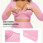 FeelinGirl Arm Shaper Post Arm Lipo Compression Garment with Bra Arm Girdle Shapewear for Arms Pink XL