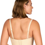 HSIA Longline Strapless Bra for Women, Anti-Slip Support Corset for Large Bust Convertible Bustier Bandeau for Big Breasts Beige