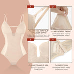 Thong Shapewear for Women Tummy Control Low Back U Plunge Backless Body Shaper Bra Faja with Open Crotch Bodysuit