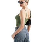 SUUKSESS Women Sexy Square Neck Tank Top Summer Y2K Going Out Tops Casual Sleeveless Basic Cami Shirts (Army Green, S)