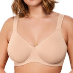 HSIA Bras for Women Minimizer Full Coverage, Plus Size T Shirt Unlined Underwire Smooth Bra, Seamless Cups Joan Ultimate Soft Light Beige