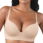 FeelinGirl Wireless Bras for Women No Underwire Push Up Full Coverage Supportive Bralettes Everyday Bra Skin 38C