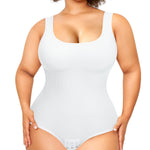 Nebility Plus Size Bodysuit Shapewear Tummy Control Body Shaper for Women Seamless Body Suit Sleeveless Going Out Tops (White Plus Size, 2X)