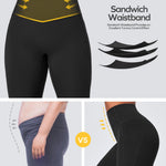 Ewedoos Compression Leggings for Women Tummy Control Leggings with Pockets Workout High Waisted No Front Seam Yoga Pants Gym Black