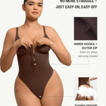 FeelinGirl Shapewear for Women Tummy Control Seamless Zip Front Bodysuits Thong V Neck Body Suit Body Shaper