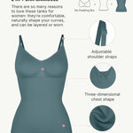FeelinGirl Womens Tank Top Shapewear Tummy Control Tops Slimming Cami Tank Seamless Compression V Neck Camisole Blue S