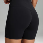 Colorfulkoala Dreamlux No Front Seam Shorts High Waist Biker Shorts for Women 6" Inseam Seamless Workout Yoga Shorts(M, Black)