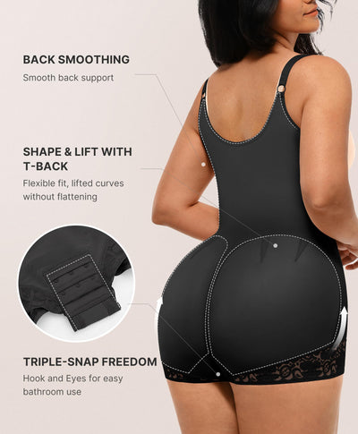 SHAPELLX Faja Body Shaper Tummy Control Plus Size Open Bust Shapewear for Women Under Dress Booty Lifting Shorts Postpartum Waist Trainer (Black 3X-Large)