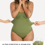 Lover-Beuaty Seamless Shapewear Bodysuits for Women Tummy Control Body Suit V Neck Seamless Body Shaper Black