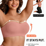 Vertvie Strapless Bra Wireless Non-Slip Push Up Bandeau Bras for Women Full Support Tube Tops Padded Bralette S-Large Breasts(Pink,Large)