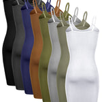 Geyoga 8 Pcs Full Slip for Women Under Dress Mini Adjustable Spaghetti Strap Cami Shapewear Undergarment(Large)