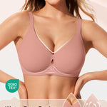LetsJoli Minimizer Bras for Women Wireless Bra No Underwire Seamless Push Up Full Coverage Supportive Winter Outfits(Pink L)