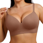 FeelinGirl Wireless Push Up Bra for Women, Seamless Comfort Bralettes No Underwire Supportive Full Coverage Everyday Bras Coffee