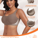 Wireless Jelly Seamless Bras for Women No Underwire Tshirt Full Coverage Padded Bra Comfortable Supportive Everyday Bralettes(01#Coffee(Full Coverage),XL)
