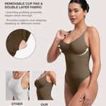 Lover-Beauty Bodysuits for Women Tummy Control Shapewear Thong Bodysuit Body Shaper Brown Small