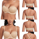 DotVol Women's Plus Size Strapless Bra Full Figure Underwire Contour Beauty Back Multiway Bra(38D, Beige)