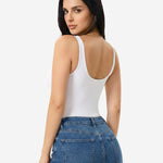 Nebility Bodysuits for Womens Tank Top Bodysuit Scoop Neck Sleeveless Body Suits U-Back Backless Summer Going Out Tops 2026(White,X-Large)