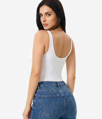 Nebility Bodysuits for Womens Tank Top Bodysuit Scoop Neck Sleeveless Body Suits U-Back Backless Summer Going Out Tops 2026(White,X-Large)
