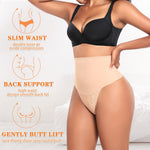 Werena Tummy Control Thong Shapewear for Women High Waist Shaping Thong Panties Body Shaper Lace Underwear (Lace Beige-5, Small)