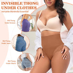 Werena Women Shapewear Tummy Control Thong High Waisted Body Shaper Underwear Lace Shaping Panties Slimming Panty Girdle(#B Lace Latte(Mid Waisted), Small)