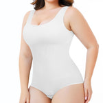 Nebility Plus Size Bodysuit Shapewear Tummy Control Body Shaper for Women Seamless Body Suit Sleeveless Going Out Tops (White Plus Size, 2X)