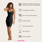 commando - Two-Faced Tech Control Slip Under Dress | Light-Medium Compression Shapewear | Stays in Place For Smooth Fit | Black, Small