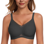 Gailife Womens Wireless V Mesh Comfortable Bra Seamless Bralette Push Up Brassiere No Underwire Supportive Tshirt Everyday Bra, Black, L