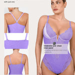 Popilush Shapewear Bodysuits for Women Tummy Control Lace Bodysuit V Neck Sleeveless Corset Tops Body Suit
