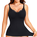 LODAY Compression Tanks for Women Shapewear Tummy Control Tank Top Lace Camisole Cami(Black,Medium)