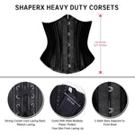 SHAPERX Women's Waist Training Corsets Underbust Heavy Duty 26 Steel Boned Hourglass Silhouette Body Shaper, SZ1908-Black-M