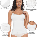EUYZOU Women Shapewear Tummy Control Camisole Tops - Scoop Neck Sexy Compression Tank Tops Seamless Body Shaper, White L
