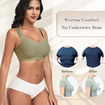 Womens Wireless Jelly Bras Plus Size No Underwire Seamless Full Coverage Comfortable Everyday Bra with Medium Support (Green, Large)