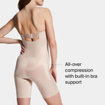 SPANX SPANXshape Suit Your Fancy Strapless Cupped Mid-Thigh Bodysuit - Champagne Beige - Medium