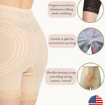 6209 High Waist Thigh Shaper | Size Sm - 15X | Made in USA | Flex Fit | No Top Roll | Firm - Extra Firm Tummy-Thigh Control Beige